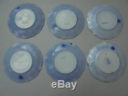 Set of 6 Antique W H Grindley Grace Flow Blue Luncheon Plates 9 Excellent