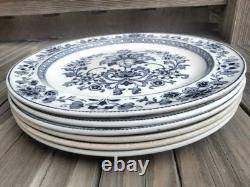 Set of 6 Antique Wedgwood Mandarin Blue 10 Rimmed Dinner Plates Etruria England