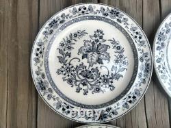 Set of 6 Antique Wedgwood Mandarin Blue 10 Rimmed Dinner Plates Etruria England