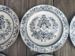 Set of 6 Antique Wedgwood Mandarin Blue 10 Rimmed Dinner Plates Etruria England