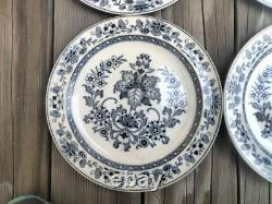 Set of 6 Antique Wedgwood Mandarin Blue 10 Rimmed Dinner Plates Etruria England