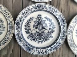 Set of 6 Antique Wedgwood Mandarin Blue 10 Rimmed Dinner Plates Etruria England