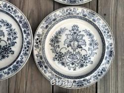 Set of 6 Antique Wedgwood Mandarin Blue 10 Rimmed Dinner Plates Etruria England