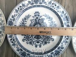 Set of 6 Antique Wedgwood Mandarin Blue 10 Rimmed Dinner Plates Etruria England