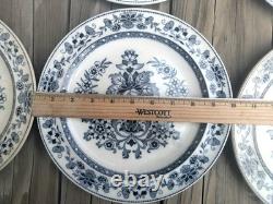 Set of 6 Antique Wedgwood Mandarin Blue 10 Rimmed Dinner Plates Etruria England