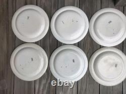 Set of 6 Antique Wedgwood Mandarin Blue 10 Rimmed Dinner Plates Etruria England