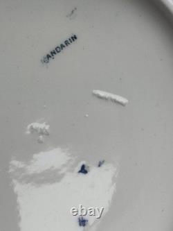 Set of 6 Antique Wedgwood Mandarin Blue 10 Rimmed Dinner Plates Etruria England