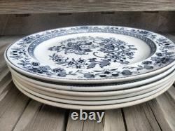 Set of 6 Antique Wedgwood Mandarin Blue 10 Rimmed Dinner Plates Etruria England