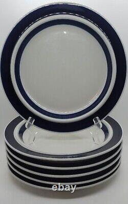 Set of 6 Arabia Anemone Blue 10 1/8 Dinner Plates, Finland