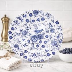 Set of 6 Churchill England Blue White Dinner Plates 11 Floral Bird Transferware