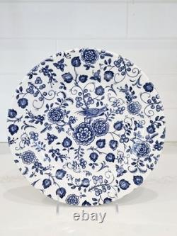 Set of 6 Churchill England Blue White Dinner Plates 11 Floral Bird Transferware