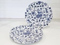 Set of 6 Churchill England Blue White Dinner Plates 11 Floral Bird Transferware