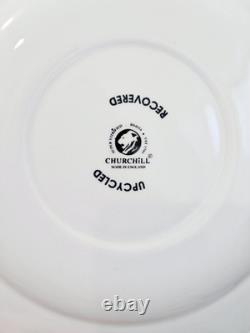 Set of 6 Churchill England Blue White Dinner Plates 11 Floral Bird Transferware