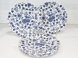 Set of 6 Churchill England Blue White Dinner Plates 11 Floral Bird Transferware