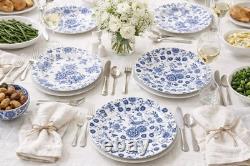 Set of 6 Churchill England Blue White Dinner Plates 11 Floral Bird Transferware