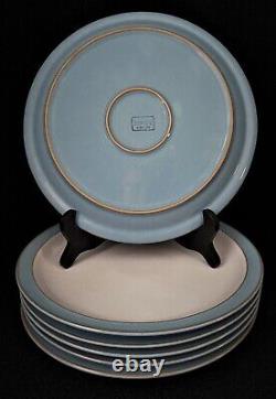 Set of 6 Denby Langley England Colonial Blue Dinner Plates 10 1/4