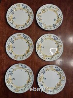 Set of 6 Dinner Plates Villeroy & Boch TOSCANA Yellow Blue Flowers Scalloped