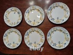 Set of 6 Dinner Plates Villeroy & Boch TOSCANA Yellow Blue Flowers Scalloped