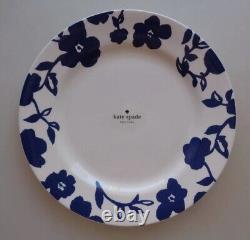 Set of 6 KATE SPADE Primrose Drive Floral Cobalt Blue 11.3 Dinner Plates NEW