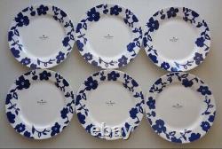 Set of 6 KATE SPADE Primrose Drive Floral Cobalt Blue 11.3 Dinner Plates NEW