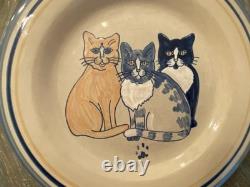 Set of 6 Louisville Stoneware 11 Dinner Plates Classy Cats Retired Pattern