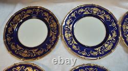 Set of 6 Mid 20th Century Royal Doulton Cobalt Blue Gilt Encrusted Dinner Plates