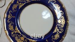 Set of 6 Mid 20th Century Royal Doulton Cobalt Blue Gilt Encrusted Dinner Plates