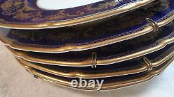 Set of 6 Mid 20th Century Royal Doulton Cobalt Blue Gilt Encrusted Dinner Plates