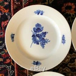 Set of 6 Royal Copenhagen Blue Flower Braided Dinner Plates