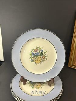 Set of 6 Royal Worcester Peacock Dinner Plates c. 1924 Very Rarely 9.25