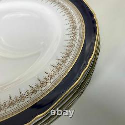 Set of 6 Royal Worcester Regency Cobalt Blue Regency Pattern Dinner Plates 10.75