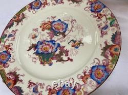 Set of 6 Vintage Cauldon England Dinner Plates Multicolor Floral Transferware