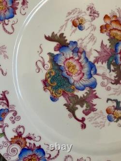 Set of 6 Vintage Cauldon England Dinner Plates Multicolor Floral Transferware