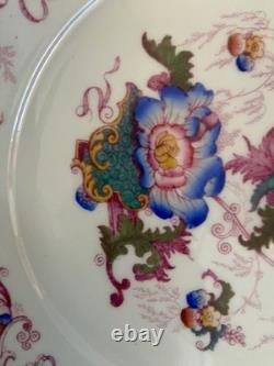 Set of 6 Vintage Cauldon England Dinner Plates Multicolor Floral Transferware