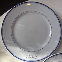 Set of 6 Vintage Pillivuyt France Dinner Plates 9 1/2 Blue Banded, with Wear READ
