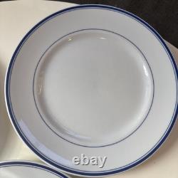 Set of 6 Vintage Pillivuyt France Dinner Plates 9 1/2 Blue Banded, with Wear READ