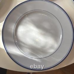 Set of 6 Vintage Pillivuyt France Dinner Plates 9 1/2 Blue Banded, with Wear READ