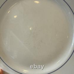 Set of 6 Vintage Pillivuyt France Dinner Plates 9 1/2 Blue Banded, with Wear READ