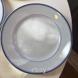 Set of 6 Vintage Pillivuyt France Dinner Plates 9 1/2 Blue Banded, with Wear READ