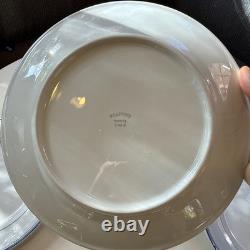 Set of 6 Vintage Pillivuyt France Dinner Plates 9 1/2 Blue Banded, with Wear READ