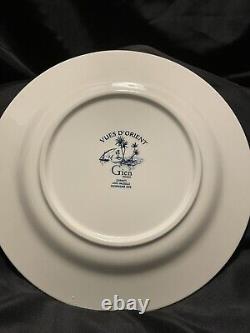 Set of 6 Vues D'Orient Dinner Plates From GIEN Blue Plate 10 1/2 New in Box