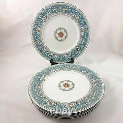 Set of 6 Wedgwood Florentine Dinner Plates, Turquoise