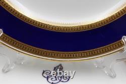 Set of 7 Minton Porcelain Monogram Plates Cobalt & Gold Border with Monogram