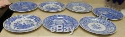Set of 7 Spode Blue Room Collection Dinner Plates 10 1/4 White Blue