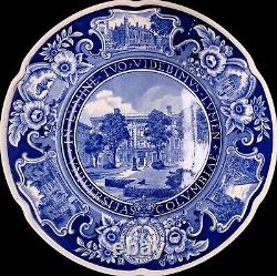 Set of 7 Wedgwood Columbia University Blue Dinner Plates 10 7/8 China Dishes