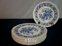 Set of 8 Antique Wedgwood Dinner Plates. Cornflower Blue. Perfect. England