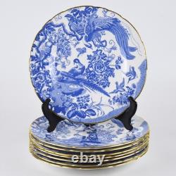 Set of 8 Blue Aves Royal Crown Derby Dinner Plates