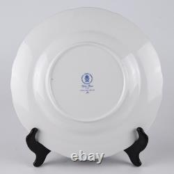 Set of 8 Blue Aves Royal Crown Derby Dinner Plates