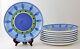 Set of 8 Caleca Blue Moon Large Dinner Plates Italian Stoneware 11 3/8 Inches
