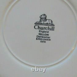 Set of 8 Churchill Blue Willow Dinner Plates 10 1/4 Excellent Made in England